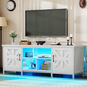 63-Inch TV Stand with LED Lights & Charging Station