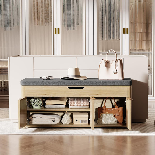 Lift Top Shoe Storage Bench with Cushioned Seat