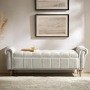 HULALA HOME Farmhouse Upholstered Storage Bench, End of Bed Bench with Vintage Button Tufted Design(Blue)