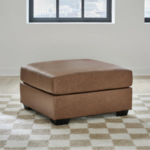 Oversized Faux Leather Accent Ottoman – Light Brown