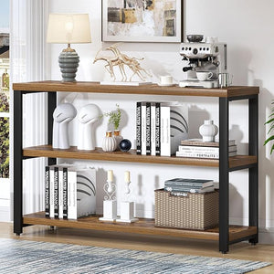 47" Industrial Console Table with 3-Tier Storage Shelves