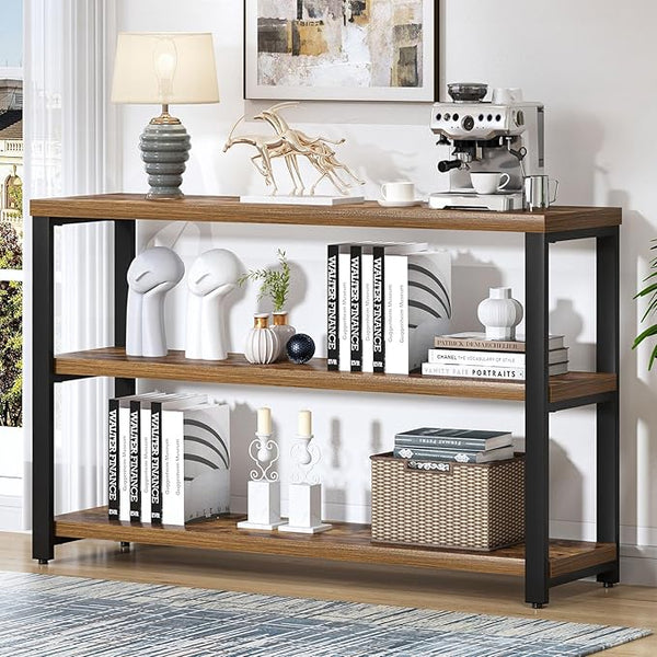 47" Industrial Console Table with 3-Tier Storage Shelves