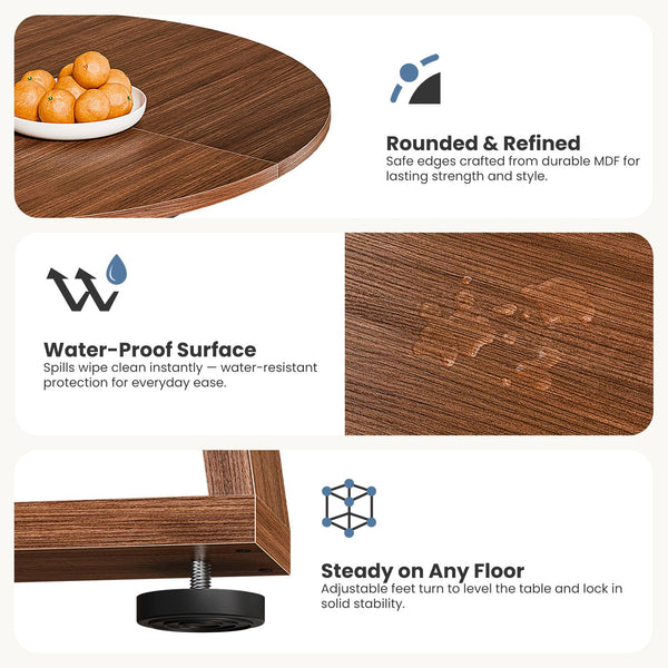 Extendable Round Dining Table for 4-8