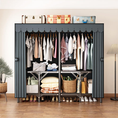 Portable Wardrobe Closet with Metal Frame