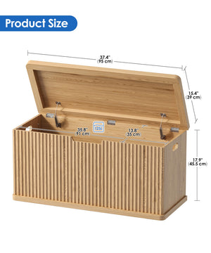 Fluted Storage Chest Bench with Safety Hinges – Natural Oak