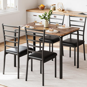 5-Piece Dining Table and Chair Set with Cushioned Chairs