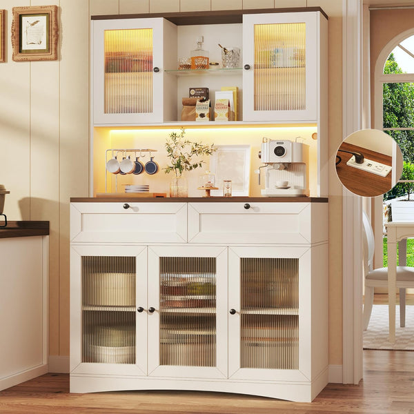 71" Tall Pantry Cabinet with Drawer, 4 Doors & 10 Storage Compartments