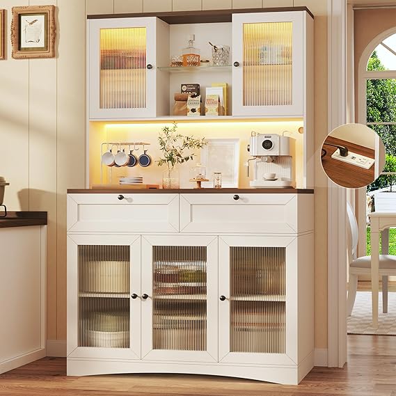 71" Curved Pantry Cabinet with Drawer & 4 Doors