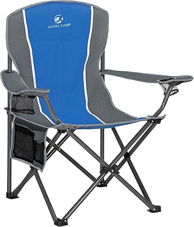 Oversized Folding Camping Chair with Cup Holder & Lumbar Support