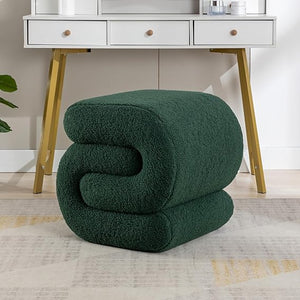 S-Shaped Sherpa Vanity Ottoman Stool