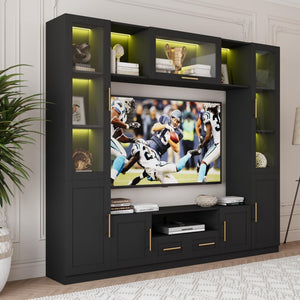94" Wall Unit Entertainment Center with LED Lights