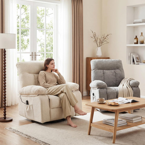 Swivel Recliner Chair with Massage, Heating & Footrest