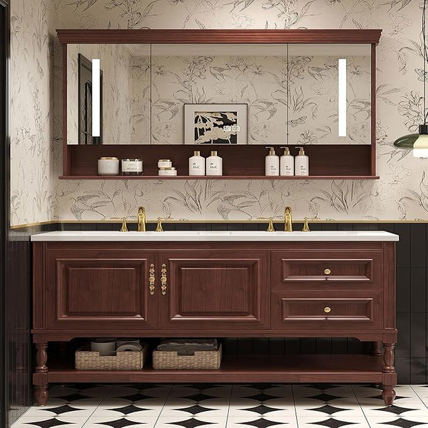 Bathroom Vanity with Sink, Smart Mirror & Open Shelves