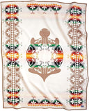 Jacquard Wool Cotton Throw Blanket – Reversible, Napped, 64" x 80"