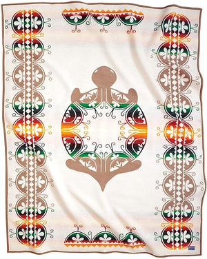 Jacquard Wool Cotton Throw Blanket – Reversible, Napped, 64" x 80"