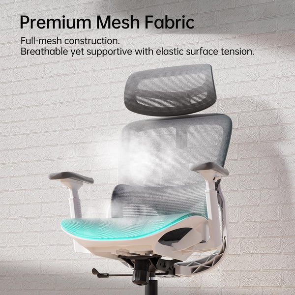 Ergonomic Mesh Office Chair with 3D Lumbar, 360° Armrests & 135° Tilt