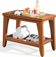 Teak Shower Bench with Storage Shelf