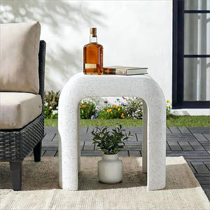 Outdoor Concrete Accent Side Table with Arch Design