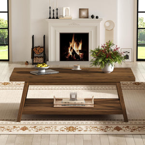 2-Tier Farmhouse Coffee Table with Storage