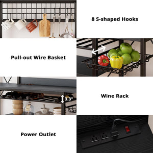 Large Baker's Rack with Power Outlet & Wine Storage