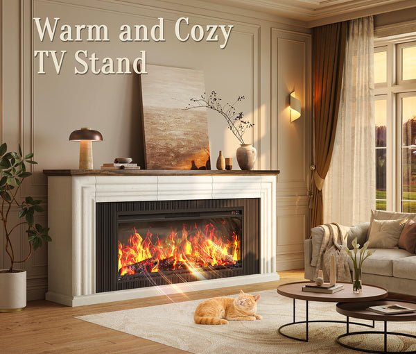 70" Fireplace TV Stand with 42" Electric Fireplace & 3 Drawers