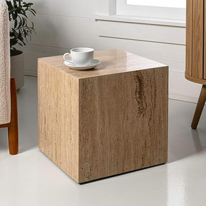 Natural Marble Cube End Table 15.5"
