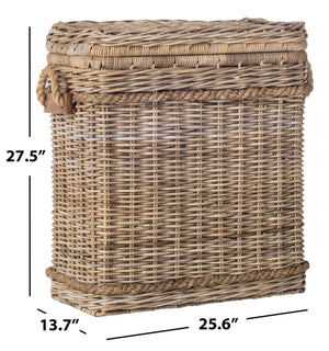 Grey Rattan Storage Hamper with Iron Frame
