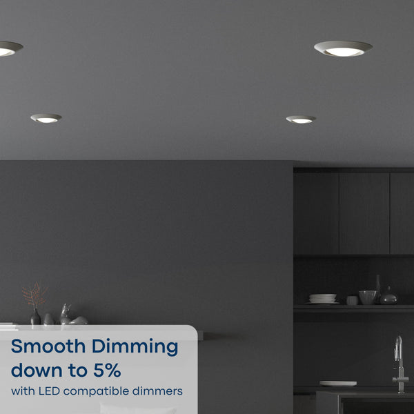 6-Inch Canless LED Recessed Downlight – 3000K, 925 Lumens, 90 CRI, Dimmable, Wet Rated