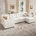 Modular U-Shaped Sectional Sofa with Movable Ottoman