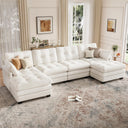 Modular U-Shaped Sectional Sofa with Movable Ottomans