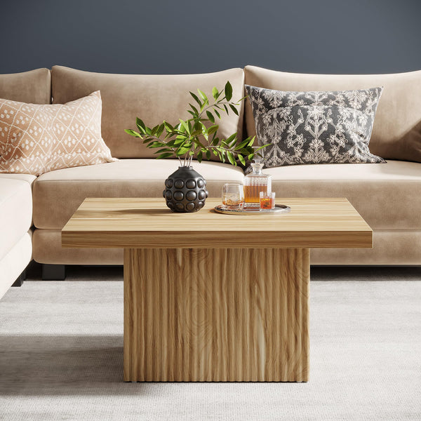 Square Fluted Coffee Table – Mid-Century Modern