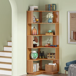 6-Tier L-Shaped Corner Bookshelf, 64.96" Tall