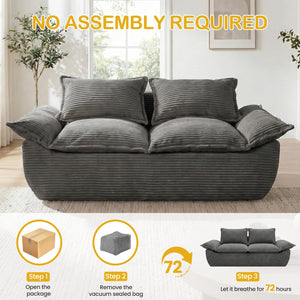 59" Boneless Loveseat Sofa – 2-Seater Foam Couch with Removable Cushions