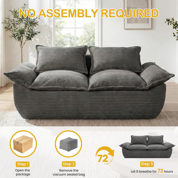 59" Boneless Loveseat Sofa – 2-Seater Foam Couch with Removable Cushions