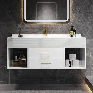 Floating Bathroom Vanity with Sintered Stone Countertop & Undermount Sink
