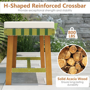 6-Piece Acacia Wood Outdoor Dining Set with Umbrella Hole, Bench & 4 Cushioned Armchairs