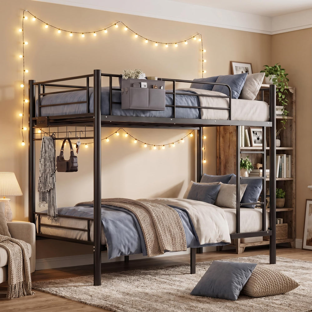 Twin Over Twin Bunk Bed with USB Charging & Storage