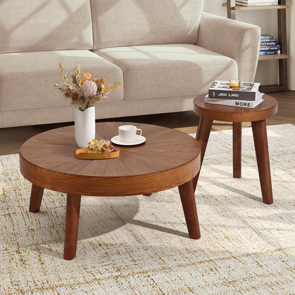 Round Coffee Table Set of 3 – Farmhouse Nesting Tables