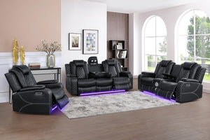 3-Piece Power Recliner Sofa Set with LED & Bluetooth