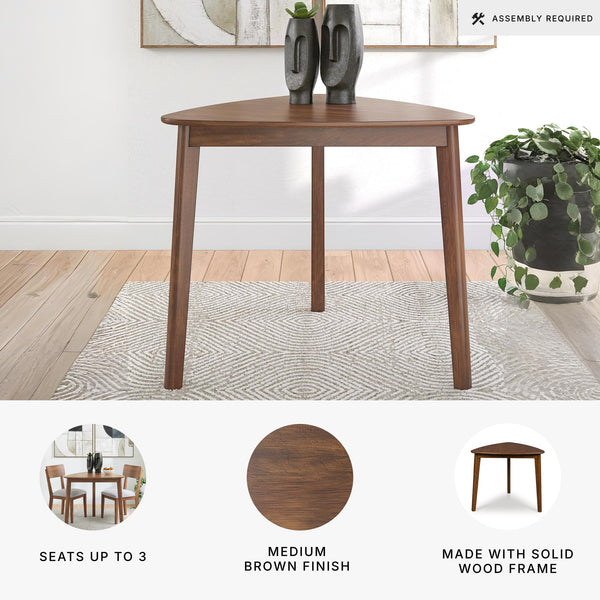 Triangle Dining Table, Mid-Century Modern, Seats 3