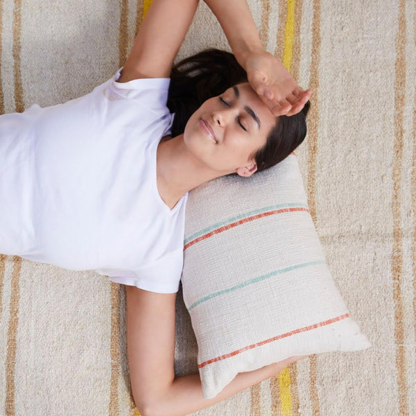 Handwoven Cotton Lumbar Pillow Cover 14x24