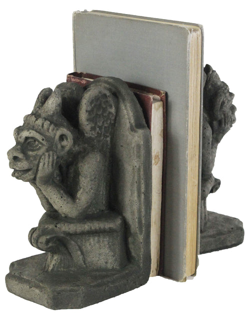 Concrete Gargoyle Bookends – Gothic Decorative Book Holders