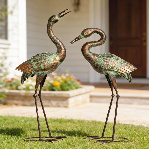 Metal Crane Garden Statues – Outdoor Heron Sculptures