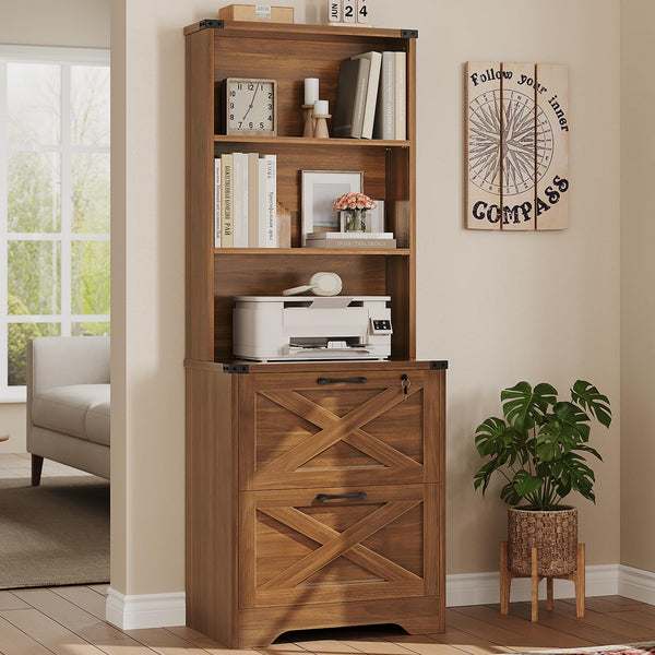 2-Drawer File Cabinet with Lock & Adjustable Shelf