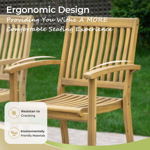 Acacia Wood Outdoor Dining Set with Expandable Table