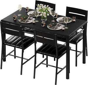 5-Piece Dining Table Set for 4 with Upholstered Chairs