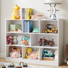3-Tier 8-Section Bookshelf with Anti-Tilt Device