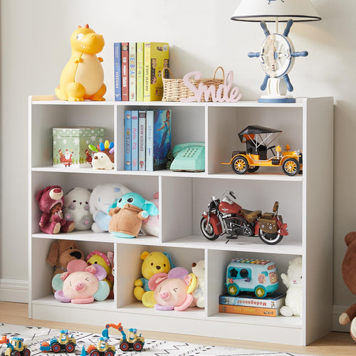 3-Tier 8-Section Bookshelf with Anti-Tilt Device