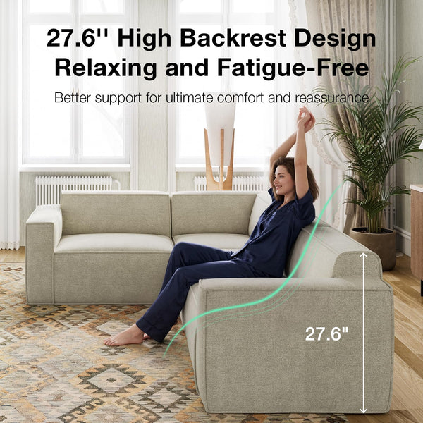 Modular Sectional Sofa with Ottoman, No-Assembly Chenille Couch