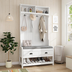 4-in-1 Hall Tree with Bench, Shoe Storage & Coat Rack